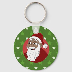Black Santa Claus Cartoon Schlüsselanhänger