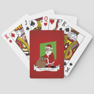 Black Santa Claus Cartoon Spielkarten