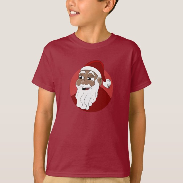 Black Santa Claus Cartoon T-Shirt (Vorderseite)