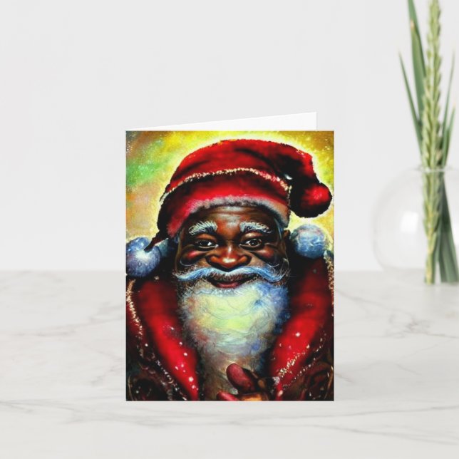 Black Santa Claus Christmas Blank Karte (Vorderseite)