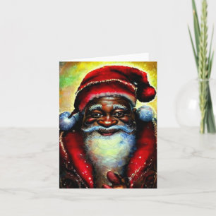 Black Santa Claus Christmas Blank Karte