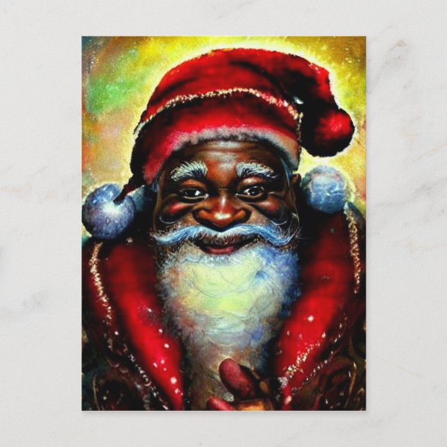 Black Santa Claus Christmas Blank Postkarte (Vorderseite)