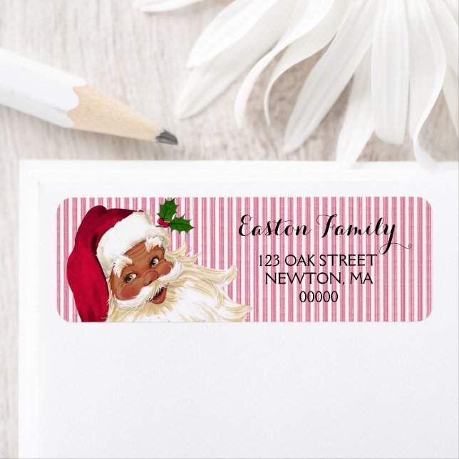 Black Santa Claus Cranberry Strip Label (Insitu)