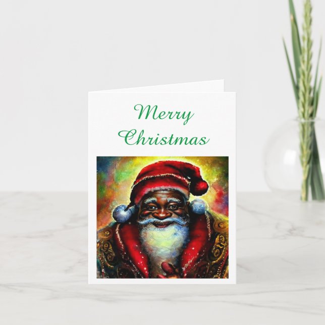 Black Santa Claus Frohe Weihnachtsblankkarte Karte (Vorderseite)