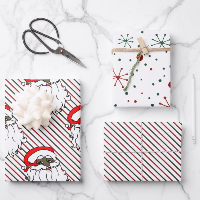 Black Santa Claus Geschenkpapier Set (Vorderseite)