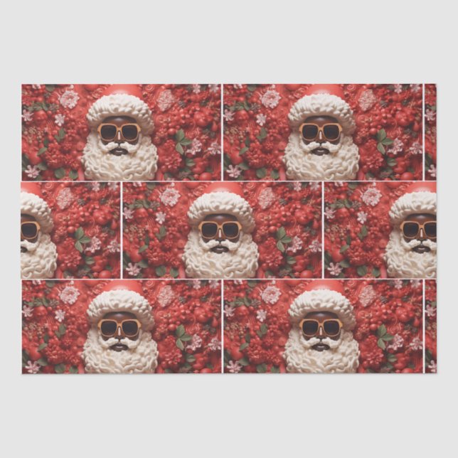 Black Santa Claus Melanin Weihnachten 3D St. Nick Seidenpapier (Vorderseite)