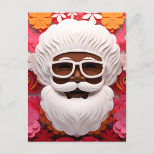 Black Santa Claus Melanin Weihnachten Ugly Sweater Postkarte