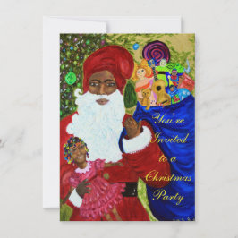 Black Santa Claus Party Einladungen - individuell 