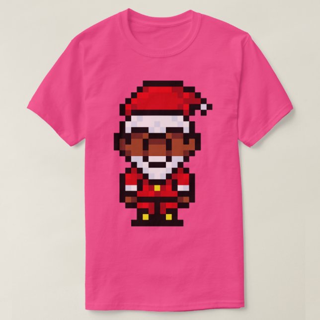 Black Santa Claus Pixel Art T-Shirt (Design vorne)
