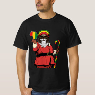 Black Santa Claus Rasta Hat Weiha Rastafarian T-Shirt