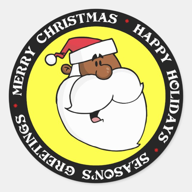 Black Santa Claus Runder Aufkleber (Vorderseite)