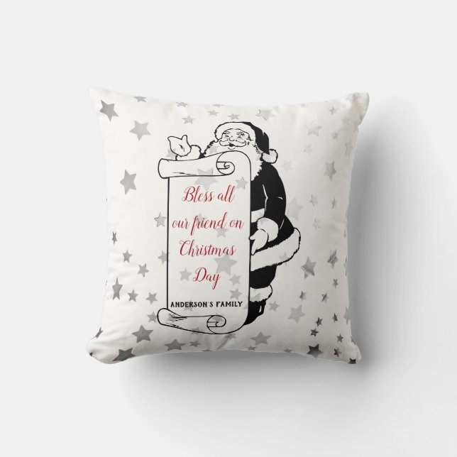 Black Santa Claus und Stars Kissen (Vorderseite)