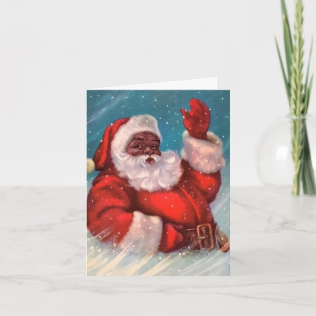 Black Santa Claus Weihnachtskarte Karte (Vorderseite)