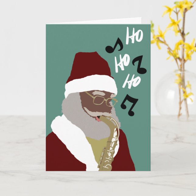 Black Santa Clause Weihnachtskarte Karte (Gelbe Blume)