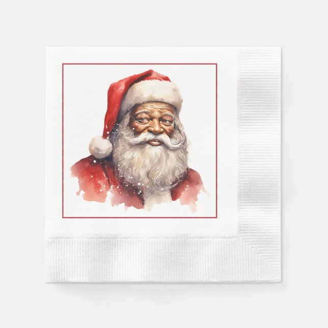 Black Santa Cocktail Napkins Serviette (Vorderseite)
