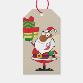 Black Santa Holding Geschenke Paper Geschenkmarke Geschenkanhänger