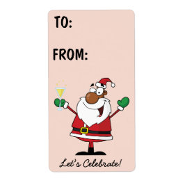 Black Santa Holiday Toast Geschenketikett