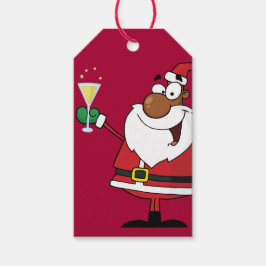 Black Santa Holiday Toast Paper Geschenk-Tag Geschenkanhänger