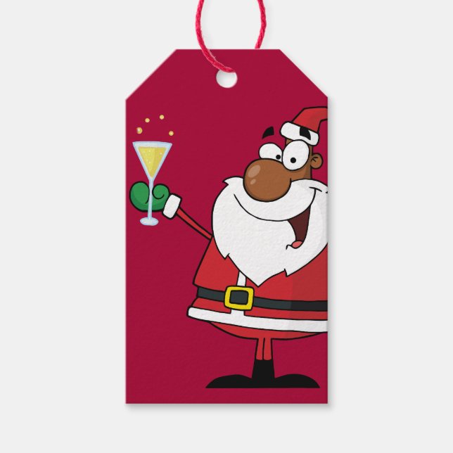 Black Santa Holiday Toast Paper Geschenk-Tag Geschenkanhänger (Vorderseite)