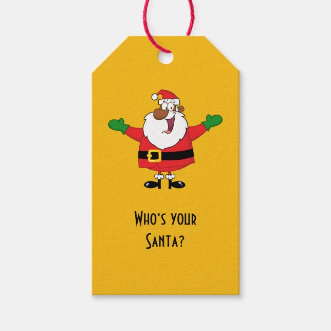 Black Santa Hugs Paper Geschenkmarke Geschenkanhänger (Vorderseite)