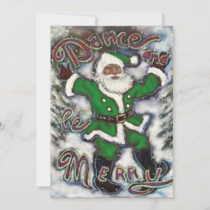 Black Santa in Green Anzug Grußkarte/Einladung Einladung
