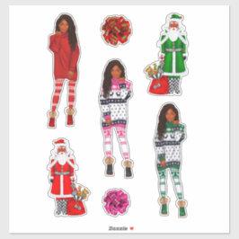 Black Santa Melanin Weihnachten Männer Frauen Kind Aufkleber
