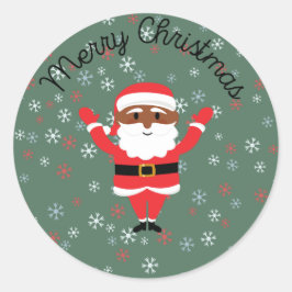 Black Santa Merry Weihnachten Runder Aufkleber