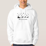 Black Santa Sleigh and Deer & Merry Christmas Text Hoodie<br><div class="desc">Desteis festliche schwarze Silhouette-Design eines Weihnachtsmannes in einem Schlitten mit Rentieren, die ihn vorwärts ziehen. Über ihnen sind Sterne. Unter dem Bild befindet sich ein personalisierbarer Textbereich, der nun lautet: "Frohe Weihnachten". HINWEIS: Sie können die Farben des Designs auf jede andere Farbe ändern, wenn Sie möchten. Dieses Design ist ideal...</div>