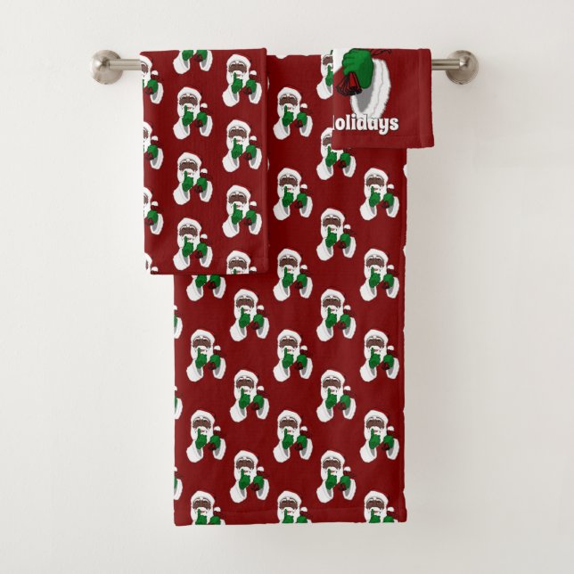 Black Santa Towel Set Weihnachtsbäder (Insitu)