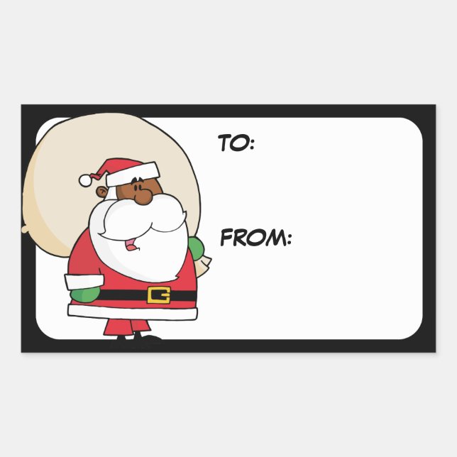Black Santa Toy Sack Geschenk Aufkleber (Vorderseite)