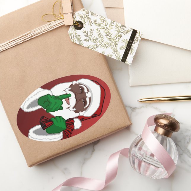 Black Santa Weihnachtsaufkleber Weihnachtsaufklebe Ovaler Aufkleber (Schenken)