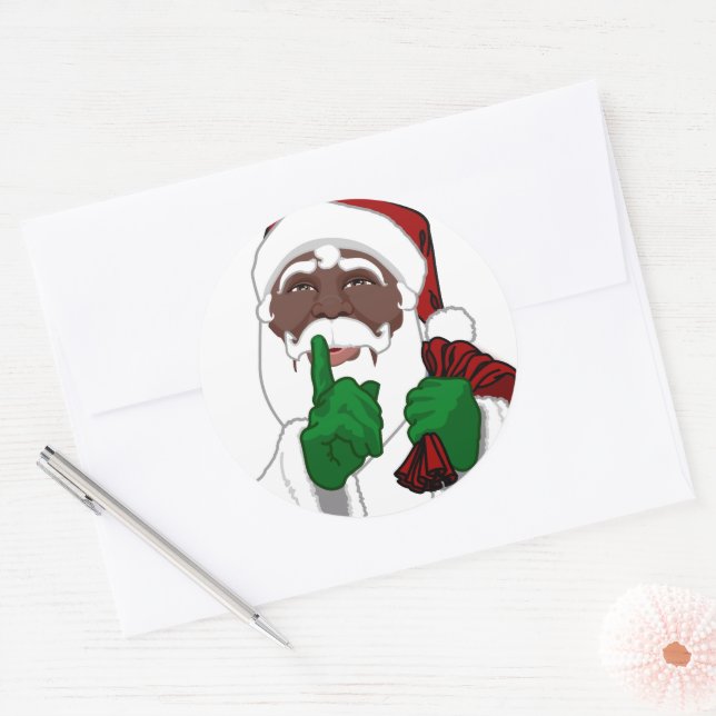 Black Santa Weihnachtsaufkleber Weihnachtsaufklebe Runder Aufkleber (Umschlag)