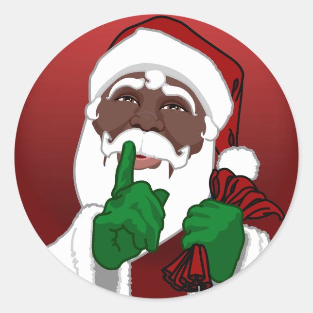 Black Santa Weihnachtsaufkleber Weihnachtsaufklebe Runder Aufkleber (Vorderseite)