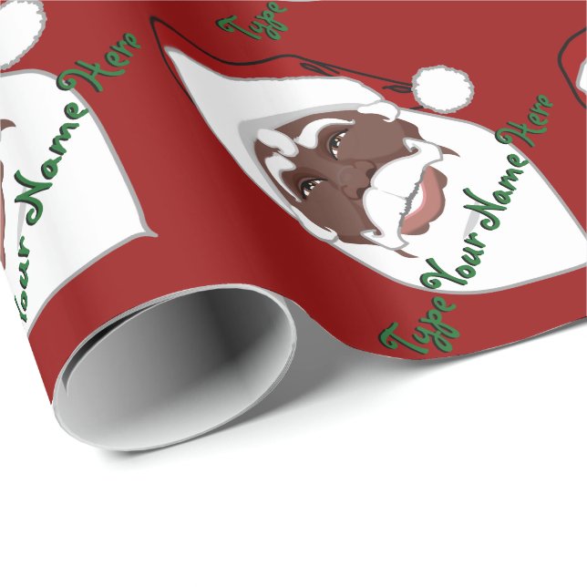 Black Santa Wrapping Paper Custom Christmas Paper Geschenkpapier (Rolleneckpunkt)