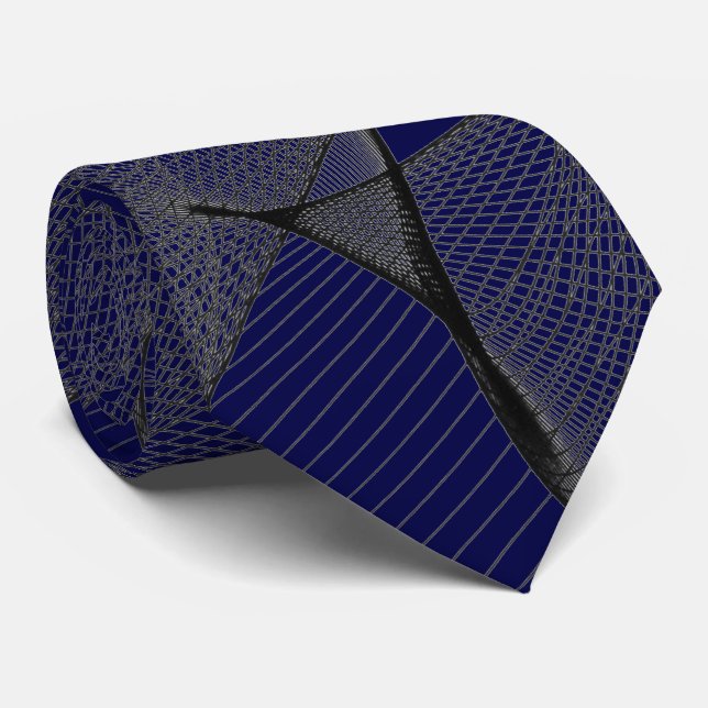 Black Sapphire Blue 000044 & Silver "Spider Web" Krawatte (Gerollt)