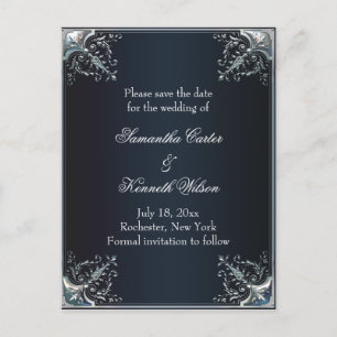 Black Satin Black Krawatte Hochzeitseinladungen Ankündigungspostkarte