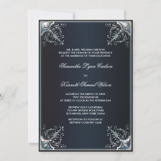 Black Satin Cravate Noir Invitations de mariage