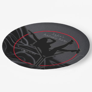 Black Satin Silhouette Bachelor Party Pappteller