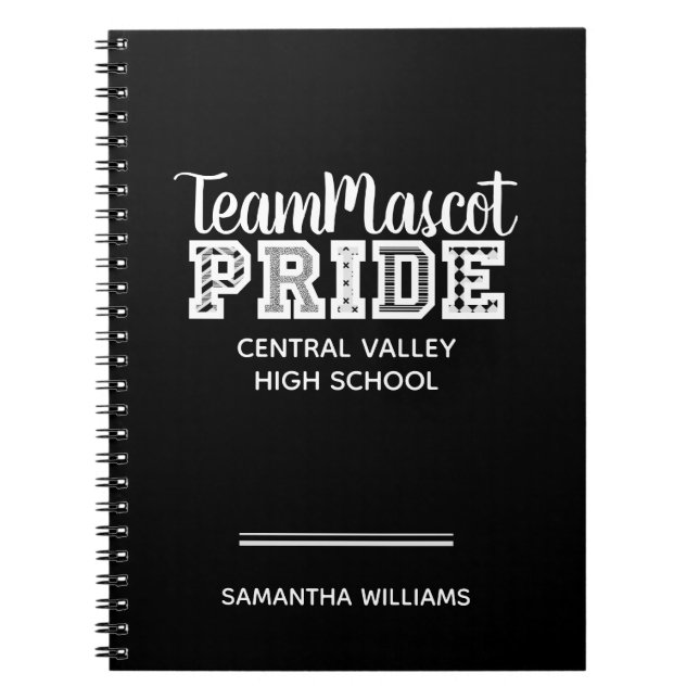 Black School Pride Mascot Name Notebook Notizblock (Vorderseite)