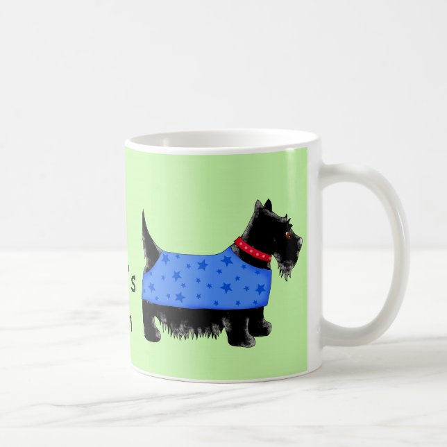 Black Scottie Dog Blue Coat Name Personalisieren G Kaffeetasse (Rechts)