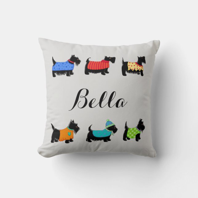 Black Scottie Hunde Name Personalisiert Decorative Kissen (Vorderseite)