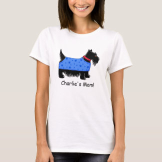 Black Scottie Terrier Dog Blue Name Personalisiert T-Shirt