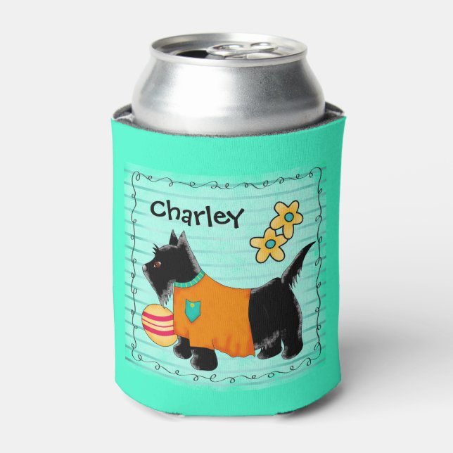 Black Scottie Terrier Dog Name Personalisiert Dosenkühler (Kanne Vorderseite)