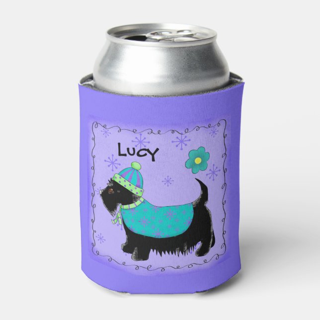 Black Scottie Terrier Dog Name Personalisiert Dosenkühler (Kanne Vorderseite)
