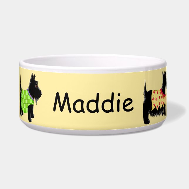 Black Scottie Terrier Dog Personalisiert gelb Napf (Vorderseite)