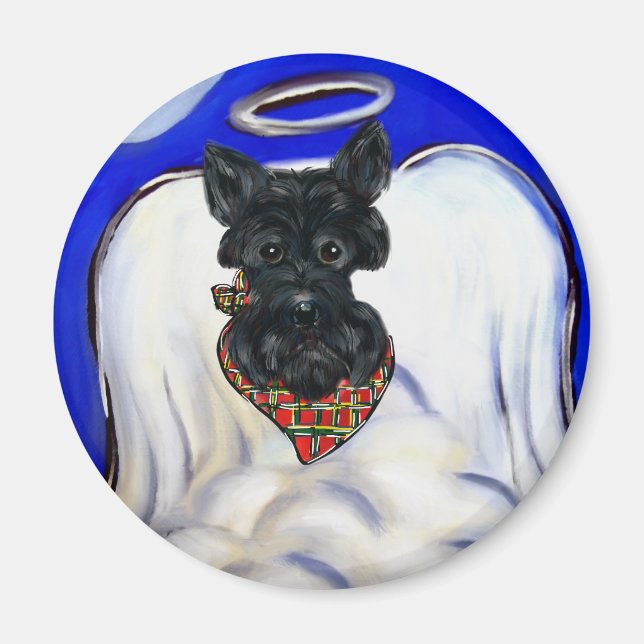 Black Scottish Terrier Angel Magnet (Vorne)