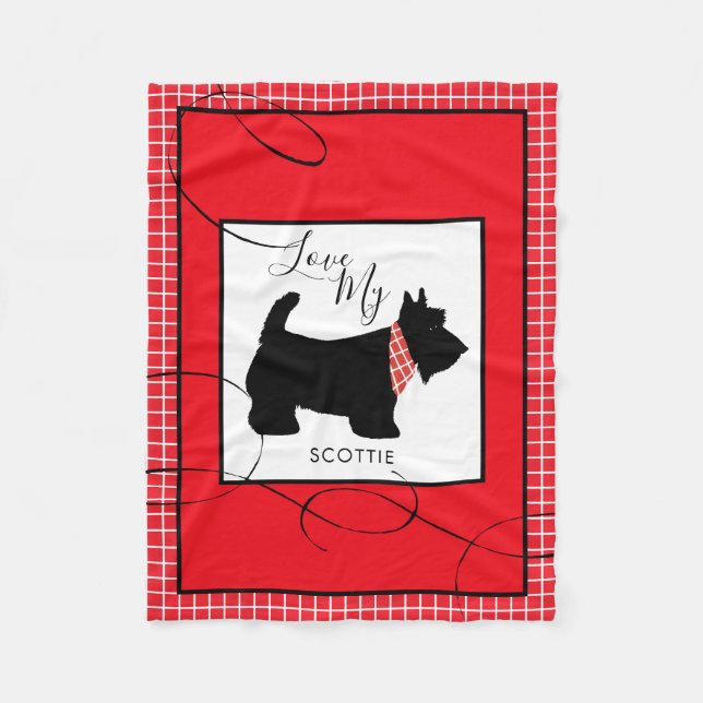 Black Scottish Terrier Dog Liebe My Scottie Fleecedecke (Vorderseite)