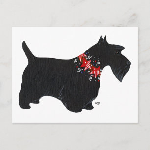 Black Scottish Terrier Holiday Collar Feiertagspostkarte