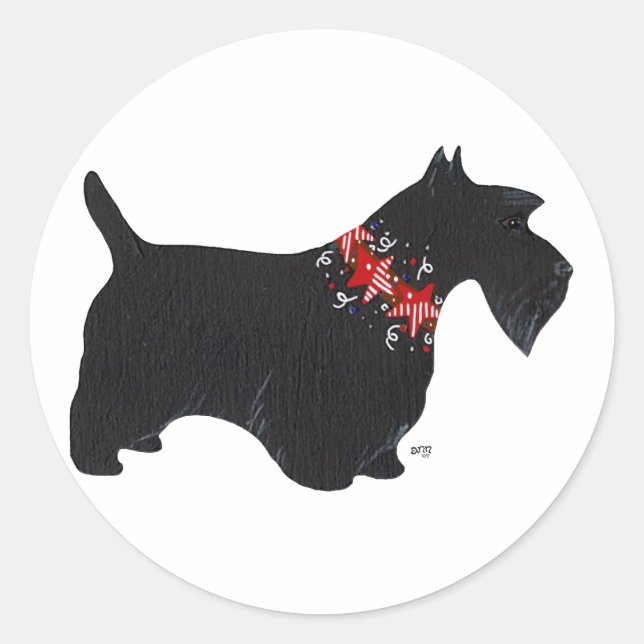 Black Scottish Terrier Holiday Collar Runder Aufkleber (Vorderseite)