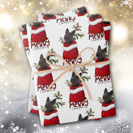 Black Scottish Terrier in Holiday Gift Bag Geschenkpapier Set